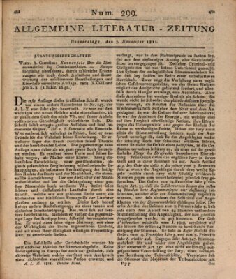 Allgemeine Literatur-Zeitung (Literarisches Zentralblatt für Deutschland) Donnerstag 7. November 1811