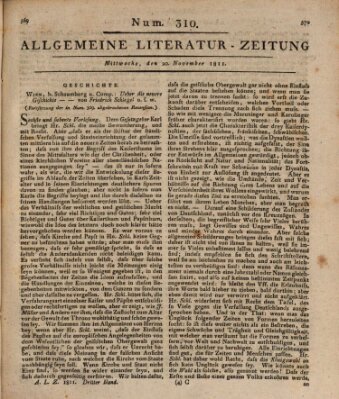 Allgemeine Literatur-Zeitung (Literarisches Zentralblatt für Deutschland) Mittwoch 20. November 1811