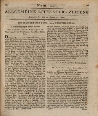 Allgemeine Literatur-Zeitung (Literarisches Zentralblatt für Deutschland) Samstag 21. Dezember 1811