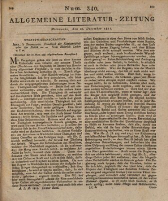 Allgemeine Literatur-Zeitung (Literarisches Zentralblatt für Deutschland) Mittwoch 25. Dezember 1811