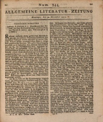 Allgemeine Literatur-Zeitung (Literarisches Zentralblatt für Deutschland) Montag 30. Dezember 1811