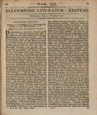 Allgemeine Literatur-Zeitung (Literarisches Zentralblatt für Deutschland) Dienstag 31. Dezember 1811