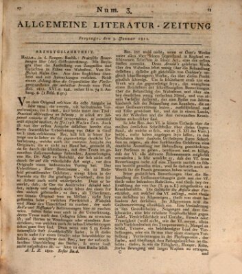 Allgemeine Literatur-Zeitung (Literarisches Zentralblatt für Deutschland) Freitag 3. Januar 1812