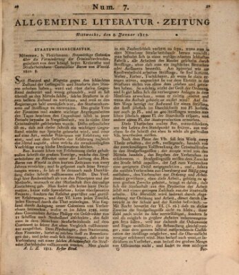 Allgemeine Literatur-Zeitung (Literarisches Zentralblatt für Deutschland) Mittwoch 8. Januar 1812