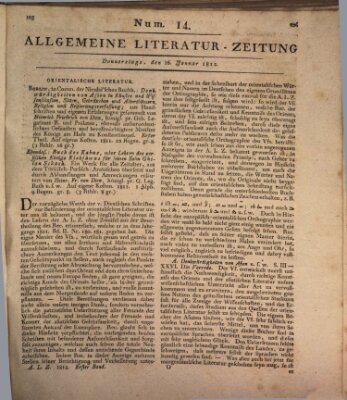 Allgemeine Literatur-Zeitung (Literarisches Zentralblatt für Deutschland) Donnerstag 16. Januar 1812