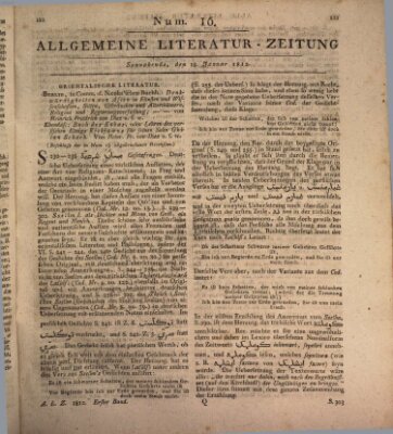 Allgemeine Literatur-Zeitung (Literarisches Zentralblatt für Deutschland) Samstag 18. Januar 1812