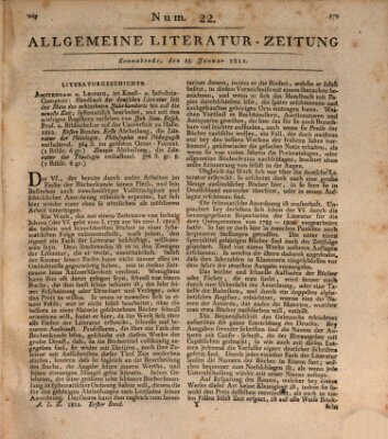 Allgemeine Literatur-Zeitung (Literarisches Zentralblatt für Deutschland) Samstag 25. Januar 1812