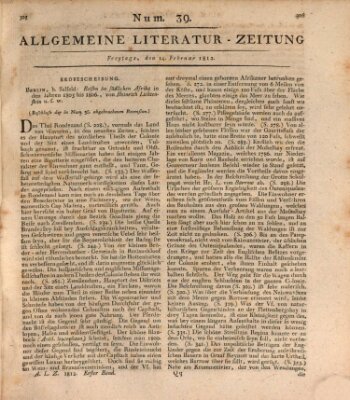 Allgemeine Literatur-Zeitung (Literarisches Zentralblatt für Deutschland) Freitag 14. Februar 1812