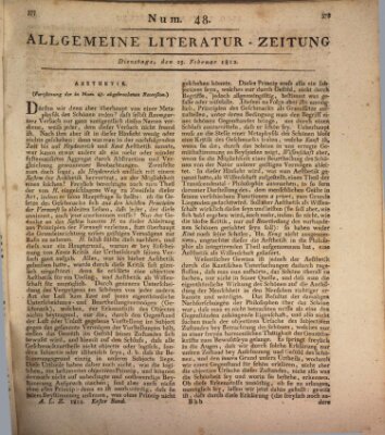 Allgemeine Literatur-Zeitung (Literarisches Zentralblatt für Deutschland) Dienstag 25. Februar 1812