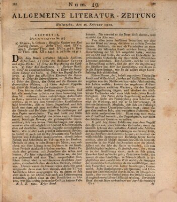 Allgemeine Literatur-Zeitung (Literarisches Zentralblatt für Deutschland) Mittwoch 26. Februar 1812