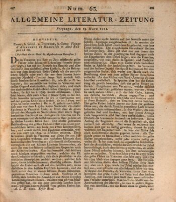 Allgemeine Literatur-Zeitung (Literarisches Zentralblatt für Deutschland) Freitag 13. März 1812