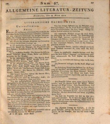 Allgemeine Literatur-Zeitung (Literarisches Zentralblatt für Deutschland) Mittwoch 18. März 1812