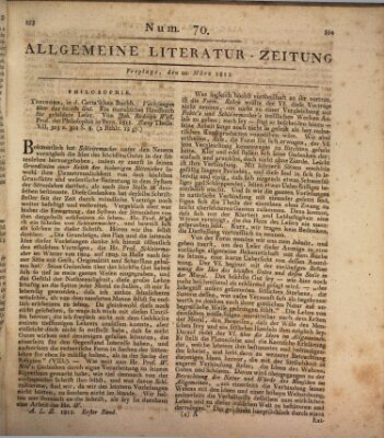 Allgemeine Literatur-Zeitung (Literarisches Zentralblatt für Deutschland) Freitag 20. März 1812