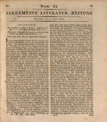 Allgemeine Literatur-Zeitung (Literarisches Zentralblatt für Deutschland) Freitag 3. April 1812