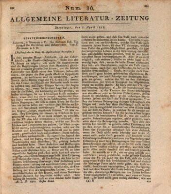 Allgemeine Literatur-Zeitung (Literarisches Zentralblatt für Deutschland) Dienstag 7. April 1812