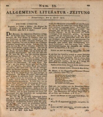 Allgemeine Literatur-Zeitung (Literarisches Zentralblatt für Deutschland) Donnerstag 9. April 1812