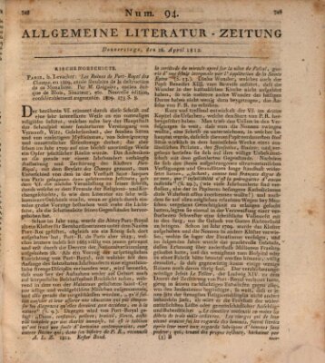 Allgemeine Literatur-Zeitung (Literarisches Zentralblatt für Deutschland) Donnerstag 16. April 1812