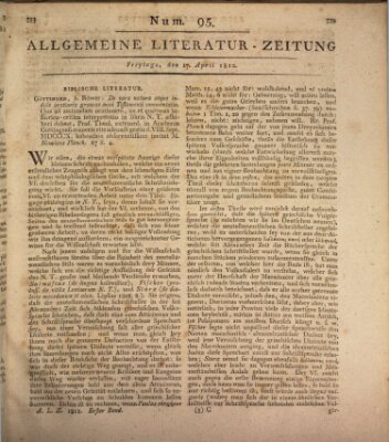 Allgemeine Literatur-Zeitung (Literarisches Zentralblatt für Deutschland) Freitag 17. April 1812