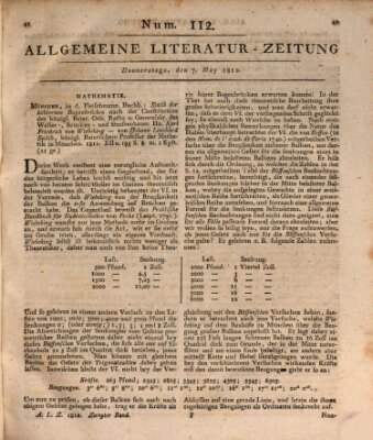 Allgemeine Literatur-Zeitung (Literarisches Zentralblatt für Deutschland) Donnerstag 7. Mai 1812