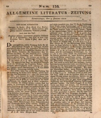 Allgemeine Literatur-Zeitung (Literarisches Zentralblatt für Deutschland) Donnerstag 4. Juni 1812