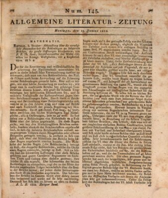 Allgemeine Literatur-Zeitung (Literarisches Zentralblatt für Deutschland) Montag 15. Juni 1812