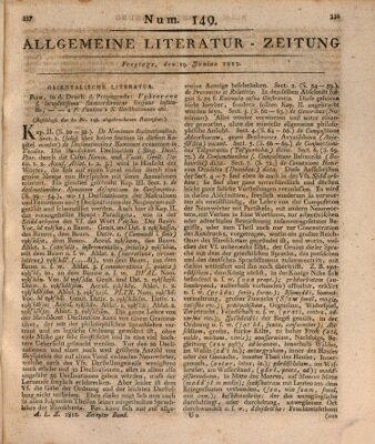 Allgemeine Literatur-Zeitung (Literarisches Zentralblatt für Deutschland) Freitag 19. Juni 1812