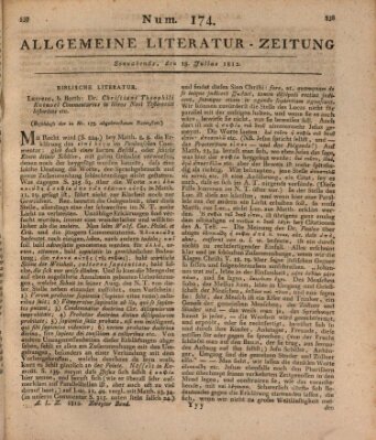 Allgemeine Literatur-Zeitung (Literarisches Zentralblatt für Deutschland) Samstag 18. Juli 1812