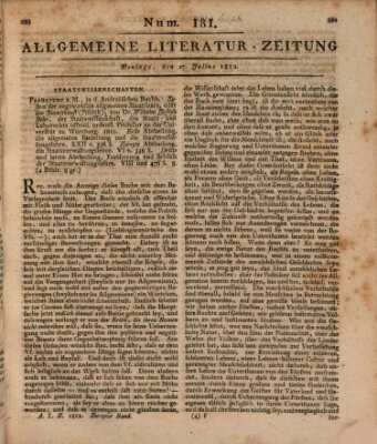 Allgemeine Literatur-Zeitung (Literarisches Zentralblatt für Deutschland) Montag 27. Juli 1812