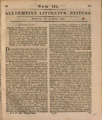 Allgemeine Literatur-Zeitung (Literarisches Zentralblatt für Deutschland) Mittwoch 29. Juli 1812