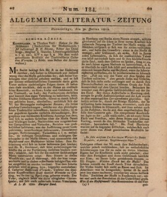 Allgemeine Literatur-Zeitung (Literarisches Zentralblatt für Deutschland) Donnerstag 30. Juli 1812