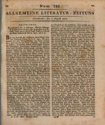 Allgemeine Literatur-Zeitung (Literarisches Zentralblatt für Deutschland) Samstag 1. August 1812