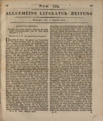 Allgemeine Literatur-Zeitung (Literarisches Zentralblatt für Deutschland) Montag 17. August 1812