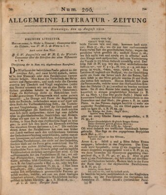 Allgemeine Literatur-Zeitung (Literarisches Zentralblatt für Deutschland) Dienstag 25. August 1812