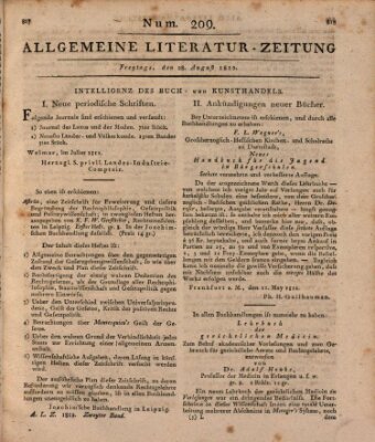 Allgemeine Literatur-Zeitung (Literarisches Zentralblatt für Deutschland) Freitag 28. August 1812