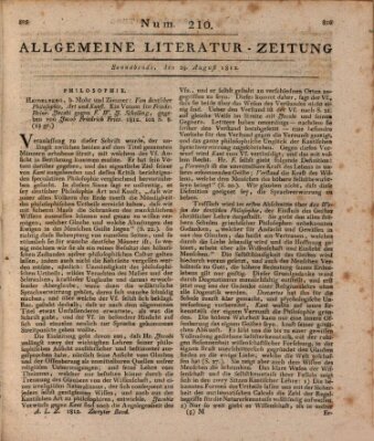 Allgemeine Literatur-Zeitung (Literarisches Zentralblatt für Deutschland) Samstag 29. August 1812