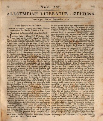 Allgemeine Literatur-Zeitung (Literarisches Zentralblatt für Deutschland) Dienstag 22. September 1812