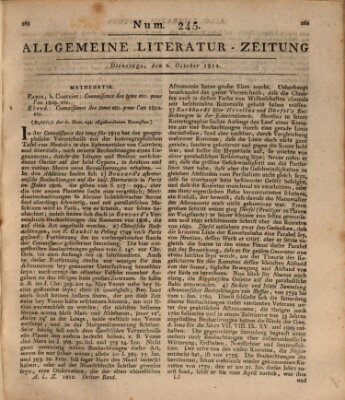 Allgemeine Literatur-Zeitung (Literarisches Zentralblatt für Deutschland) Dienstag 6. Oktober 1812