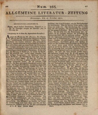 Allgemeine Literatur-Zeitung (Literarisches Zentralblatt für Deutschland) Dienstag 27. Oktober 1812