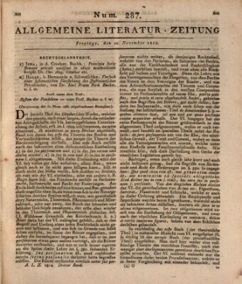 Allgemeine Literatur-Zeitung (Literarisches Zentralblatt für Deutschland) Freitag 20. November 1812