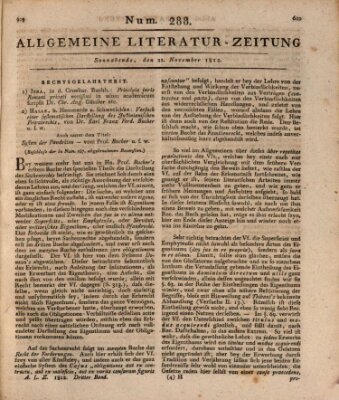 Allgemeine Literatur-Zeitung (Literarisches Zentralblatt für Deutschland) Samstag 21. November 1812