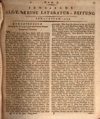 Jenaische allgemeine Literatur-Zeitung vom Jahre ... Samstag 5. Januar 1805