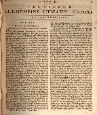 Jenaische allgemeine Literatur-Zeitung vom Jahre ... Mittwoch 9. Januar 1805