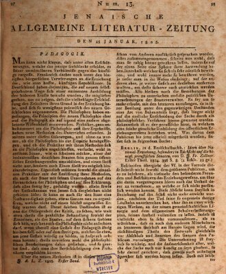 Jenaische allgemeine Literatur-Zeitung vom Jahre ... Dienstag 15. Januar 1805