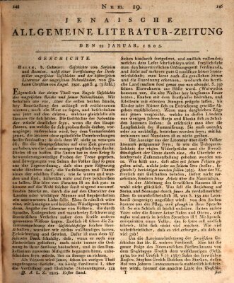 Jenaische allgemeine Literatur-Zeitung vom Jahre ... Dienstag 22. Januar 1805