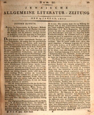 Jenaische allgemeine Literatur-Zeitung vom Jahre ... Donnerstag 24. Januar 1805