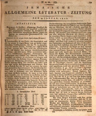 Jenaische allgemeine Literatur-Zeitung vom Jahre ... Dienstag 29. Januar 1805