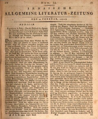 Jenaische allgemeine Literatur-Zeitung vom Jahre ... Montag 11. Februar 1805