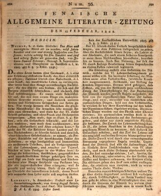 Jenaische allgemeine Literatur-Zeitung vom Jahre ... Dienstag 12. Februar 1805