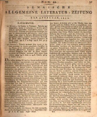 Jenaische allgemeine Literatur-Zeitung vom Jahre ... Donnerstag 21. Februar 1805