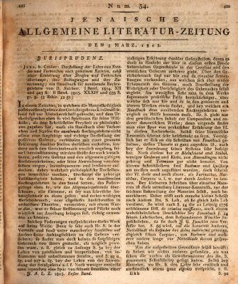 Jenaische allgemeine Literatur-Zeitung vom Jahre ... Dienstag 5. März 1805